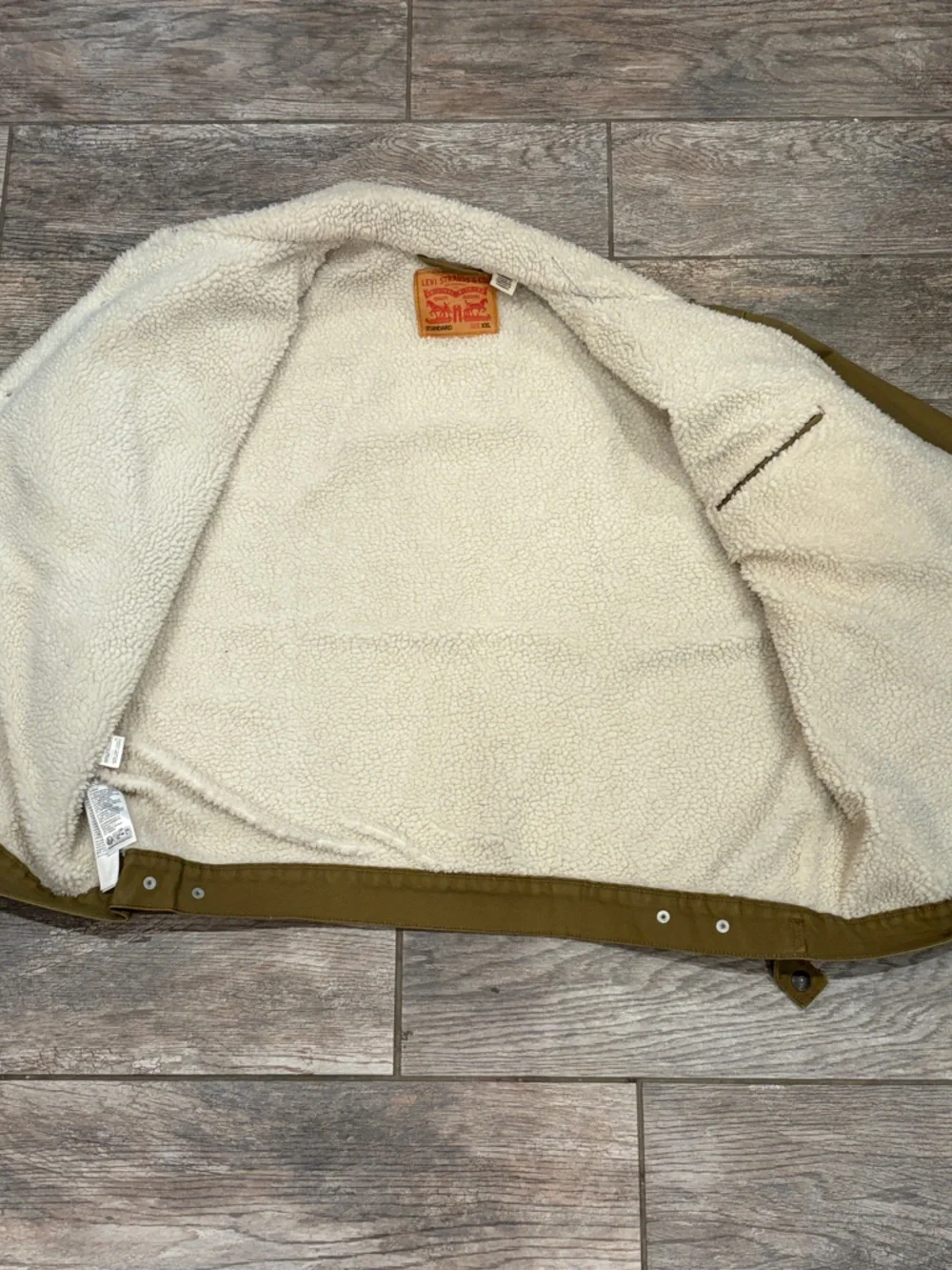 Levi's Men's Sherpa Lined Brown Canvas Trucker Jacket Size XXL 16365-0122 EUC - Picture 6 of 9